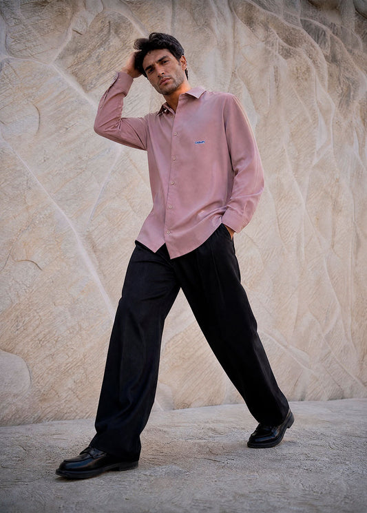 Camisa Oversize Rosa Crepe