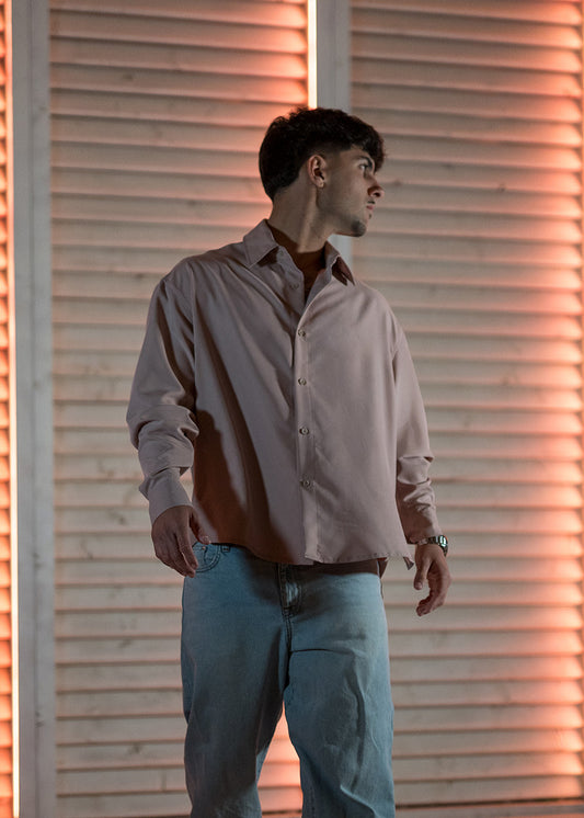 Camisa oversize rosa Crepe