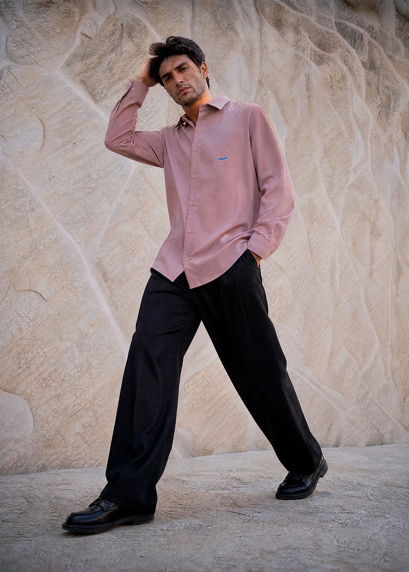 Pink Crepe Oversize Shirt