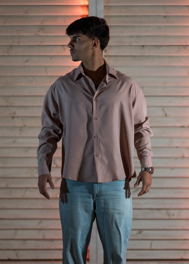 Camisa oversize rosa Crepe hombre CABARY modal premium Barcelona
