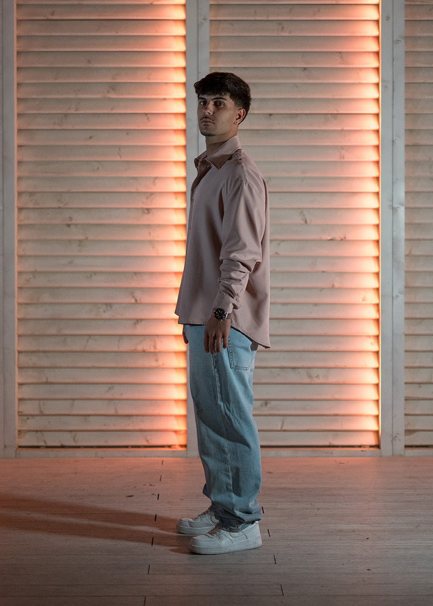 Camisa oversize rosa Crepe
