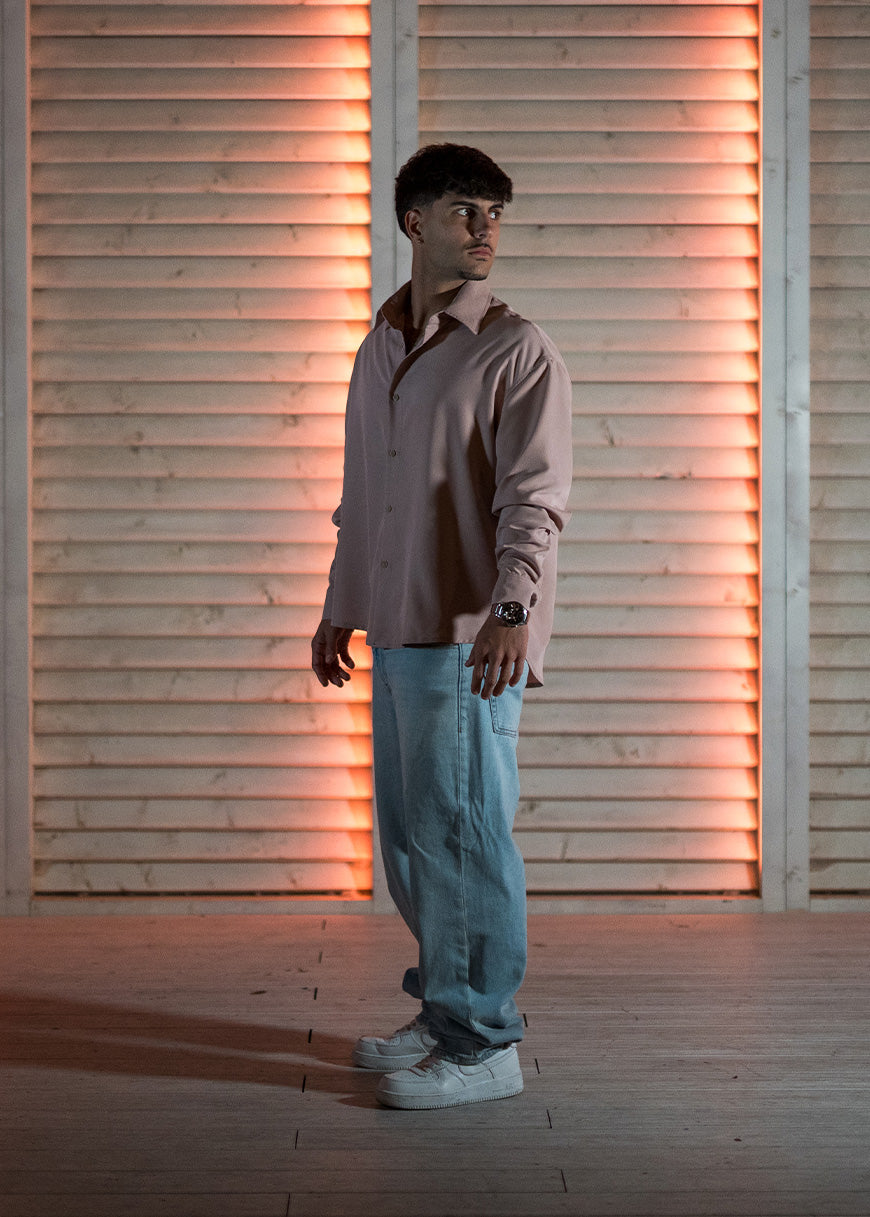 Camisa oversize rosa Crepe