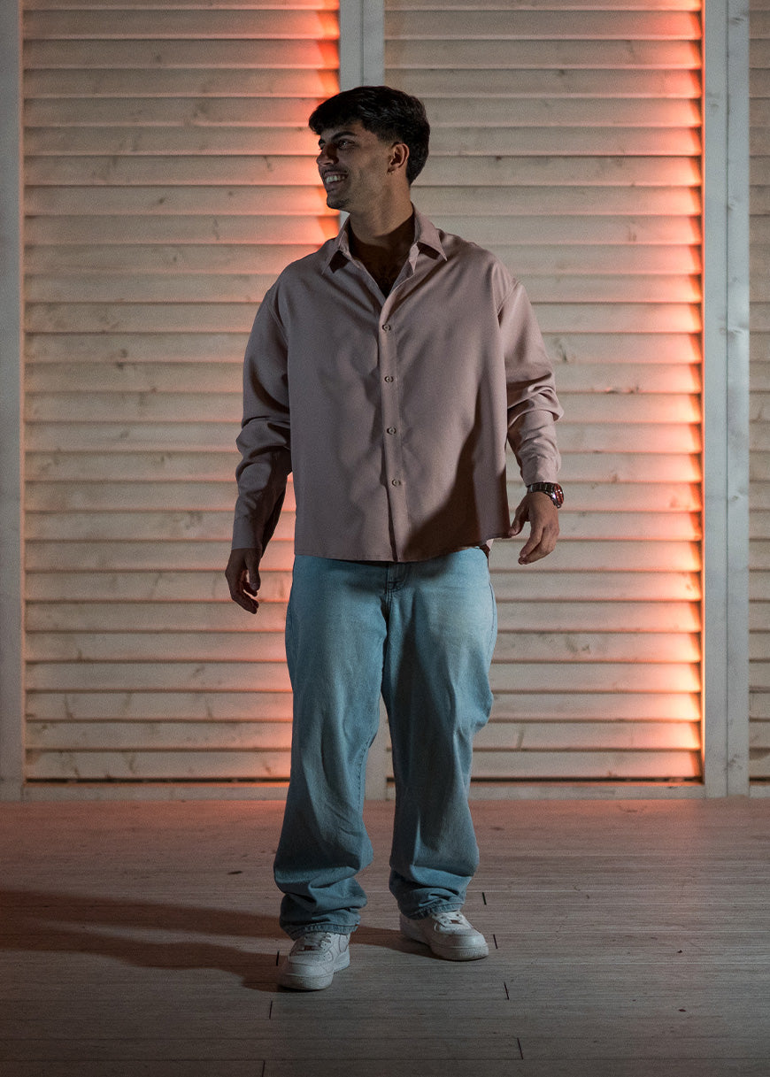 Camisa oversize rosa Crepe