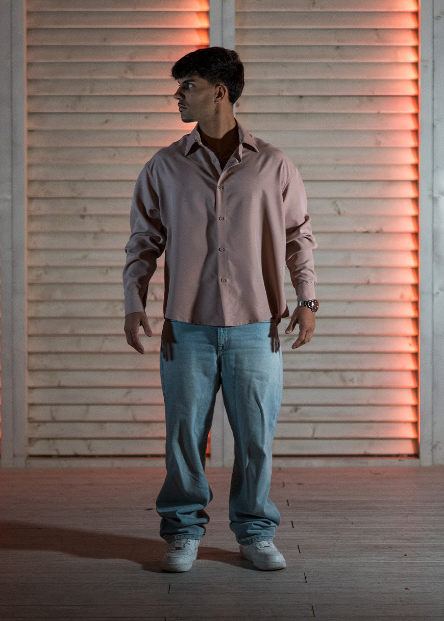 Camisa oversize rosa Crepe